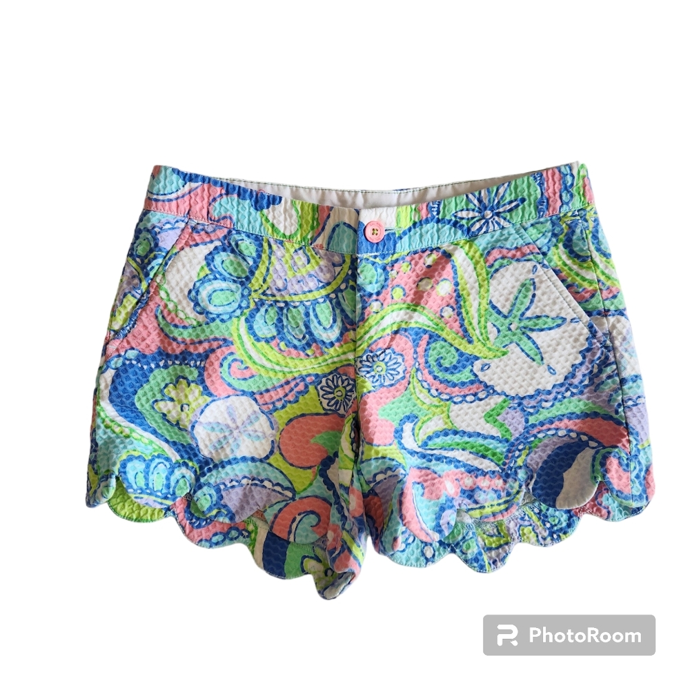Lilly Pulitzer Patterned Buttercup Cotton Shorts Conch Republic Size 0
